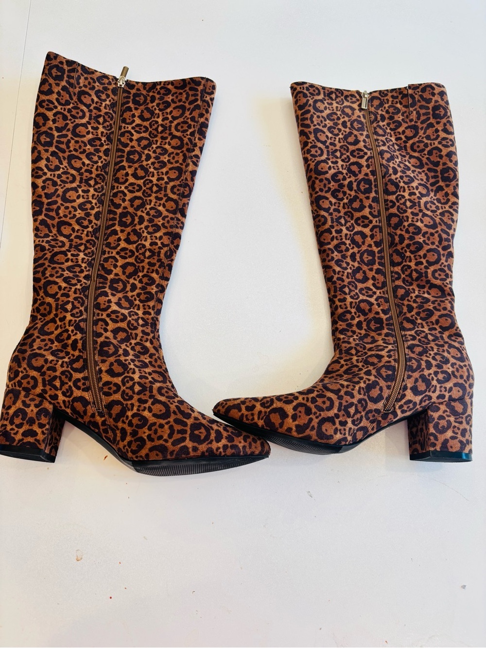 Leopard Print Over-the-Knee Boots in Brown Size 11 Wide Boots Height 18.5 - Picture 3 of 9